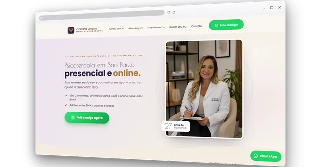Landing Page – Adriana Limeira, Psicóloga em São Paulo